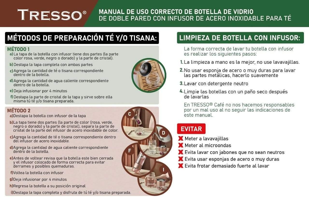Botella Doble Pared Con Infusor Para Tisana - TRESSO®