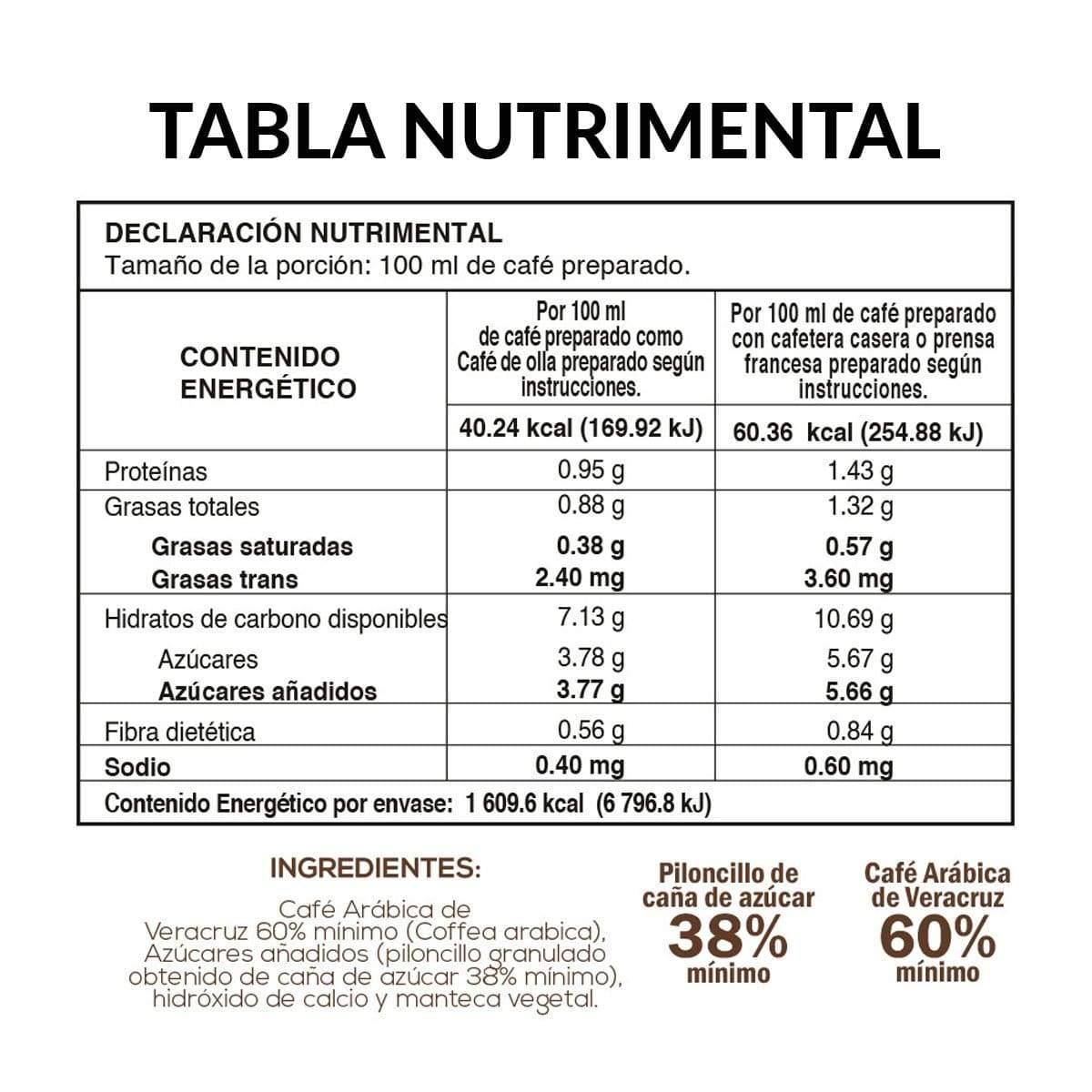 Café de Veracruz endulzado con Piloncillo 250g-400 g - TRESSO®