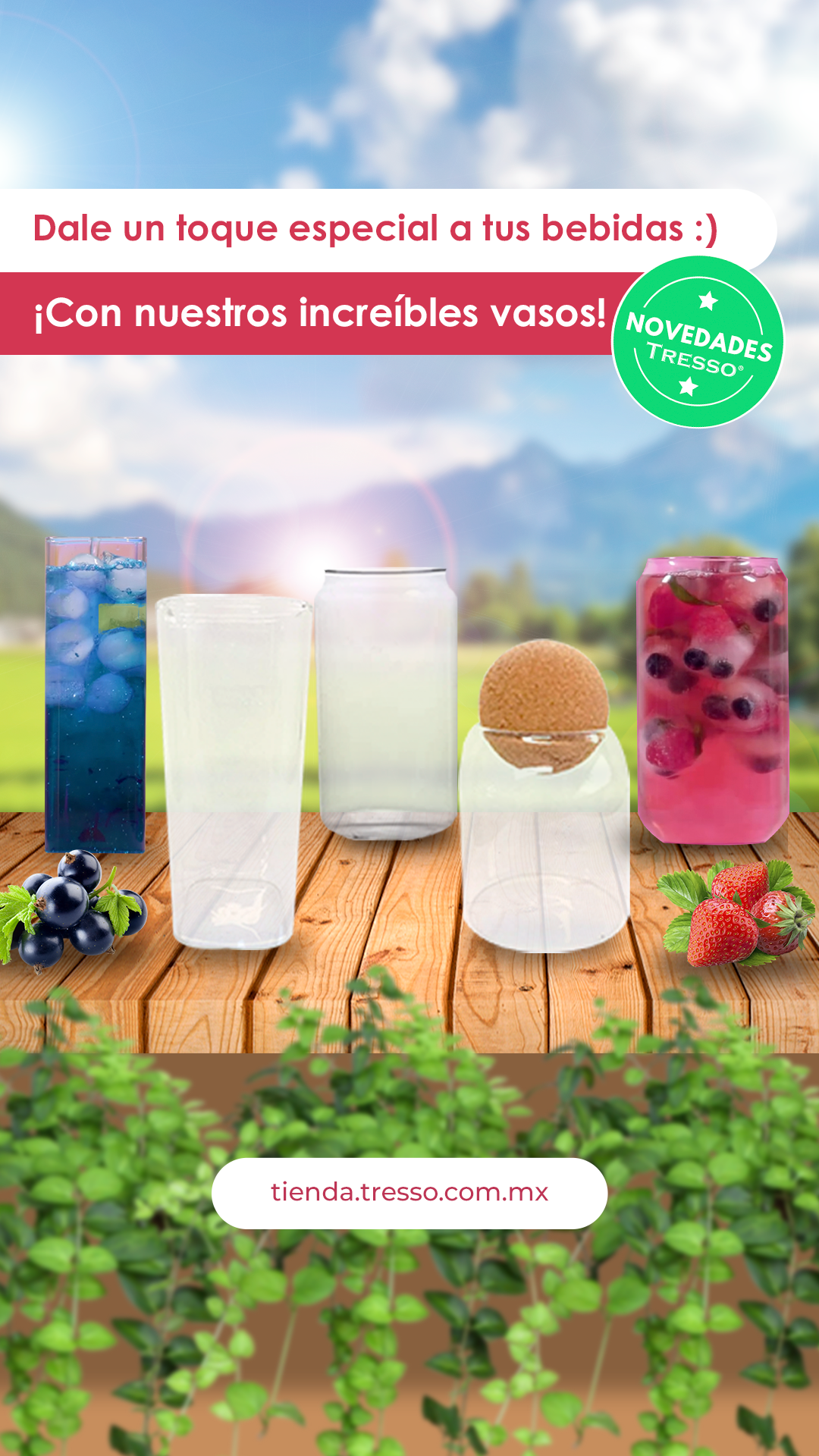 Recipiente de vidrio con tapa circular de corcho