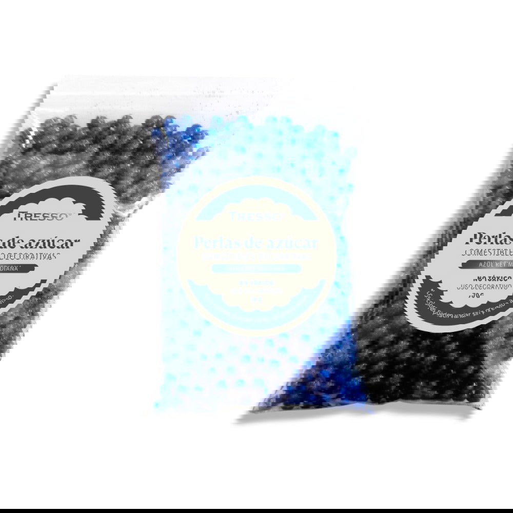 Perlas de azúcar comestibles decorativas medianas color azul rey 70g - TRESSO®