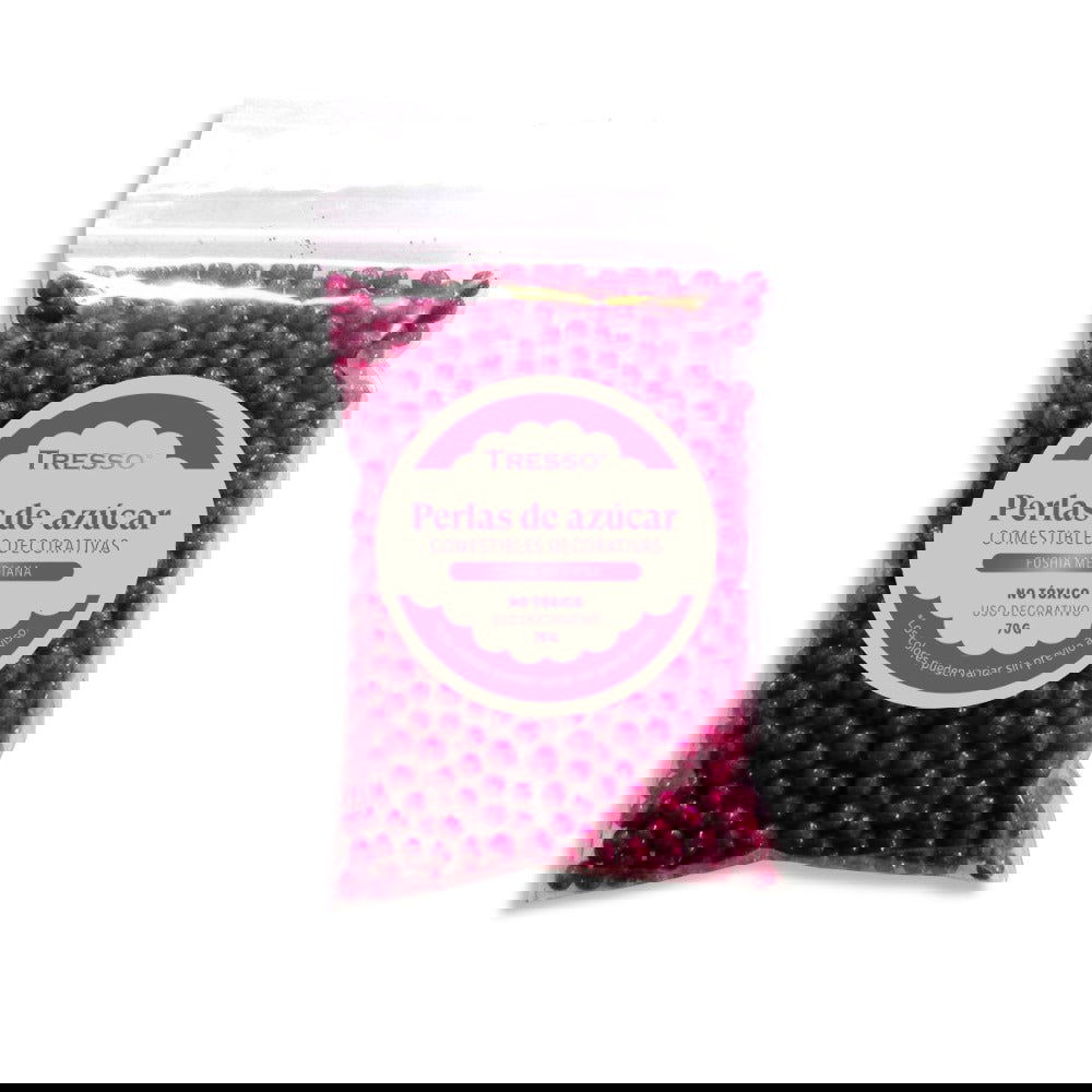 Perlas de azúcar comestibles decorativas medianas color fushia 70g - TRESSO®