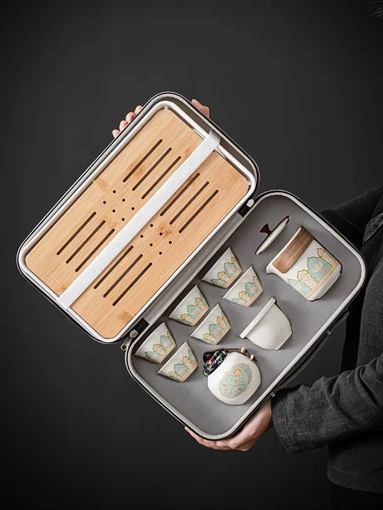 Set de tetera de cerámica portátil estilo chino (12 piezas) - TRESSO®