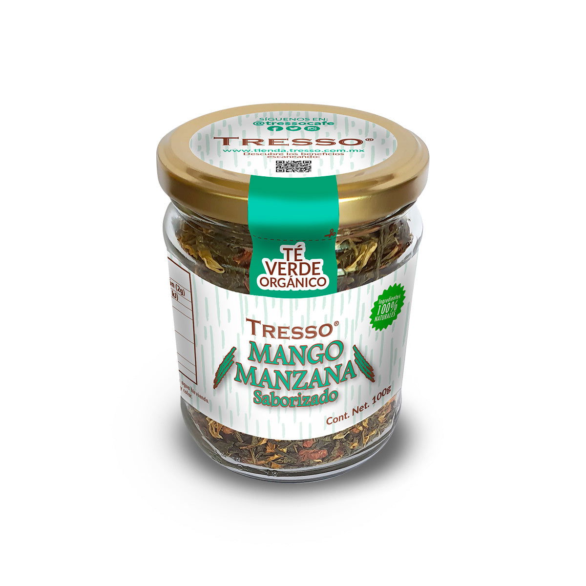 Té Verde Orgánico (Saborizado): Mango-Manzana 23g-100g - TRESSO®