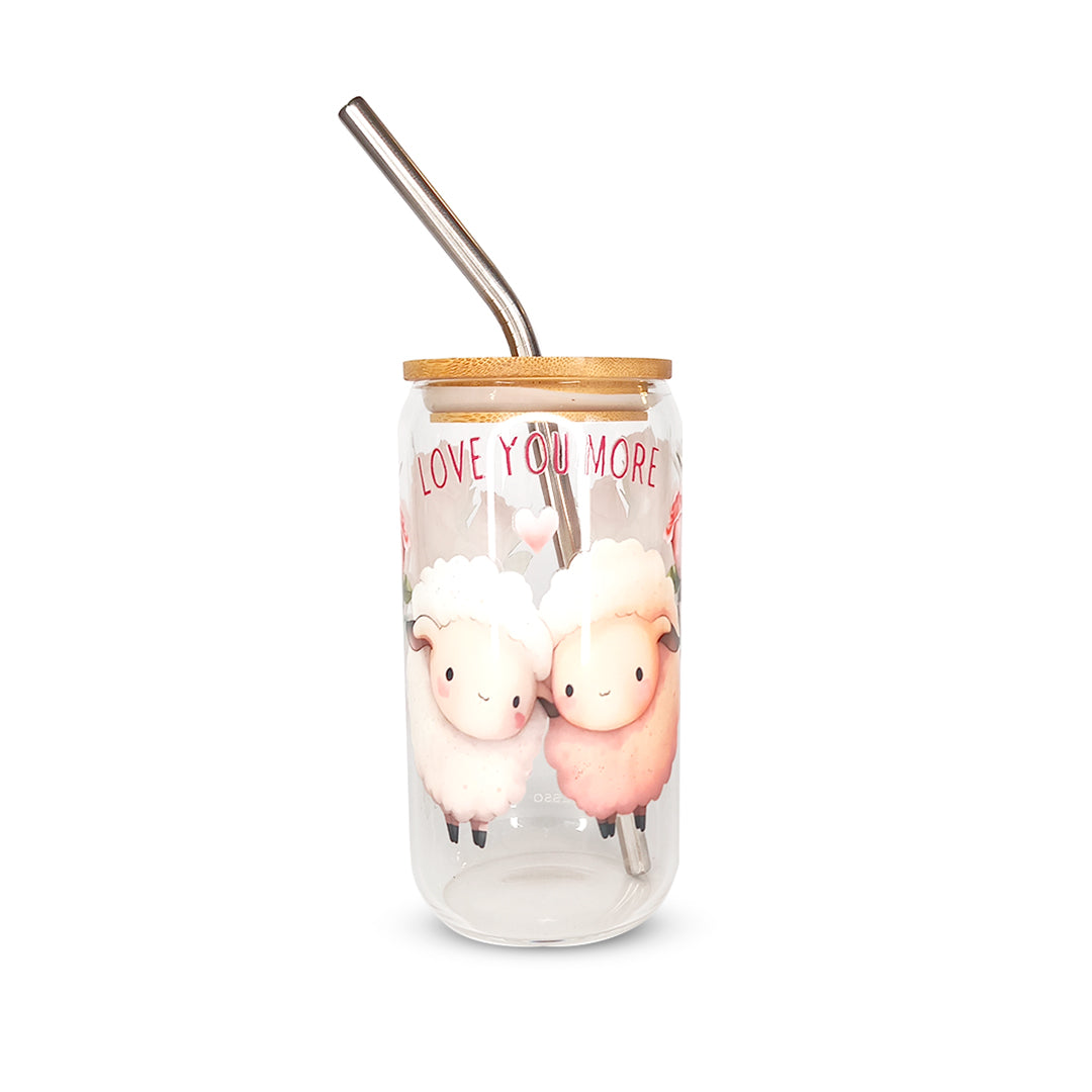 Pack 4 vasos de cristal sublimados diferentes diseños 320ml con popote