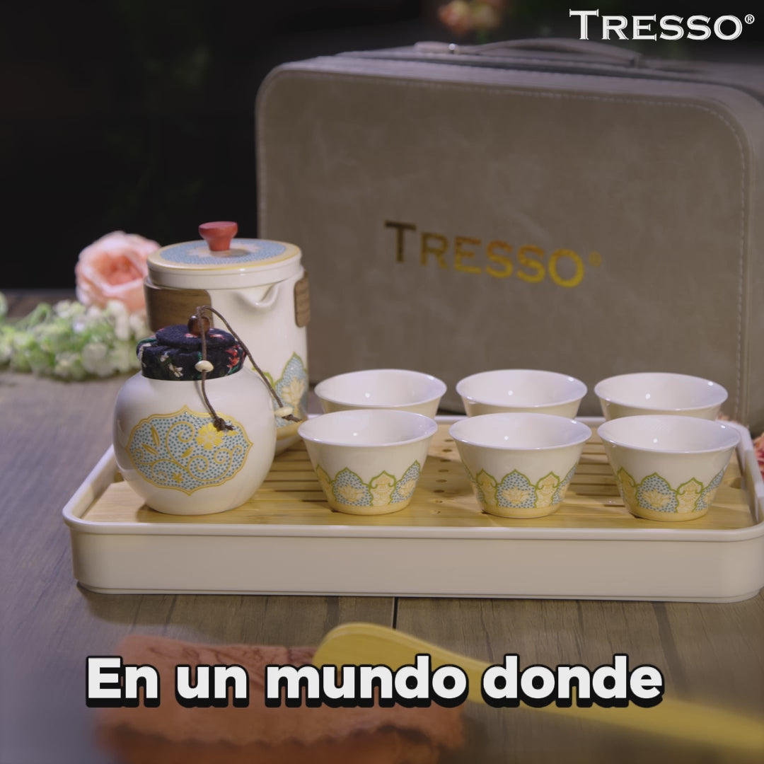 Chinese style portable ceramic teapot set (12 pieces)