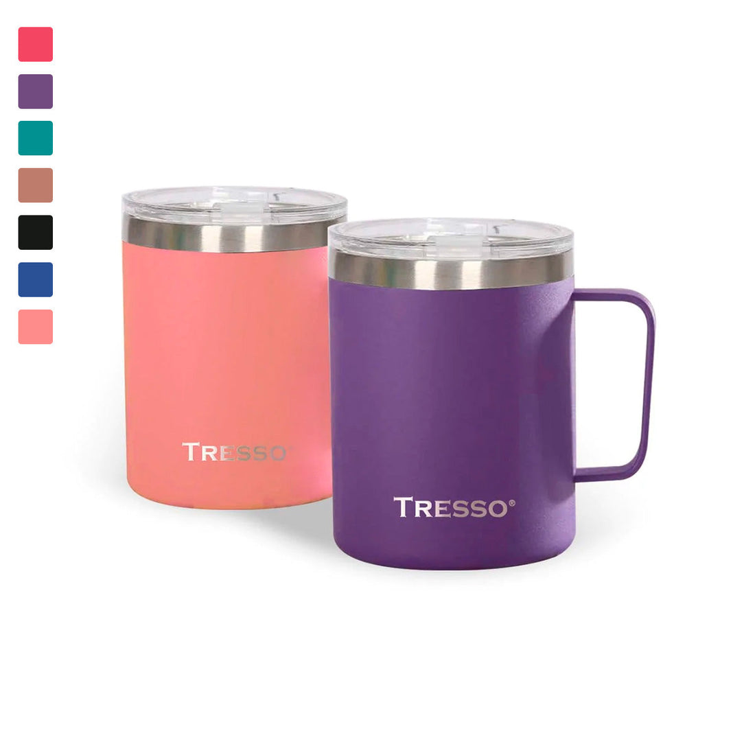 Set of 2 Stainless Steel Cups with Lid