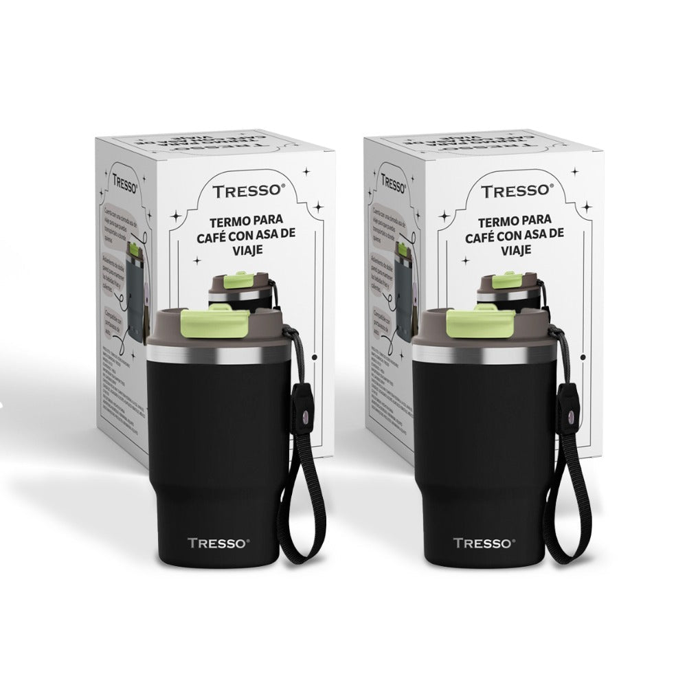 2 pack termo de acero inoxidable con asa de viaje - TRESSO®