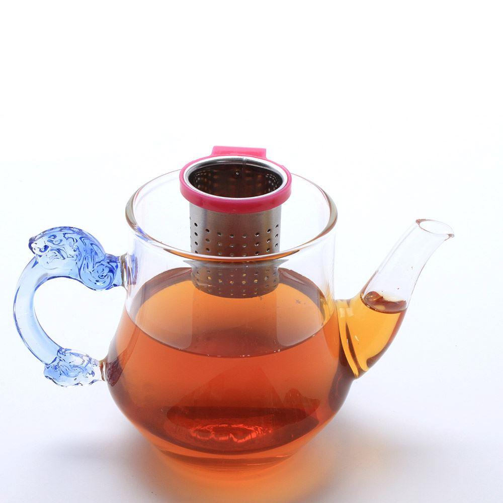Infusor colgante para taza de acero inoxidable y silicona para té