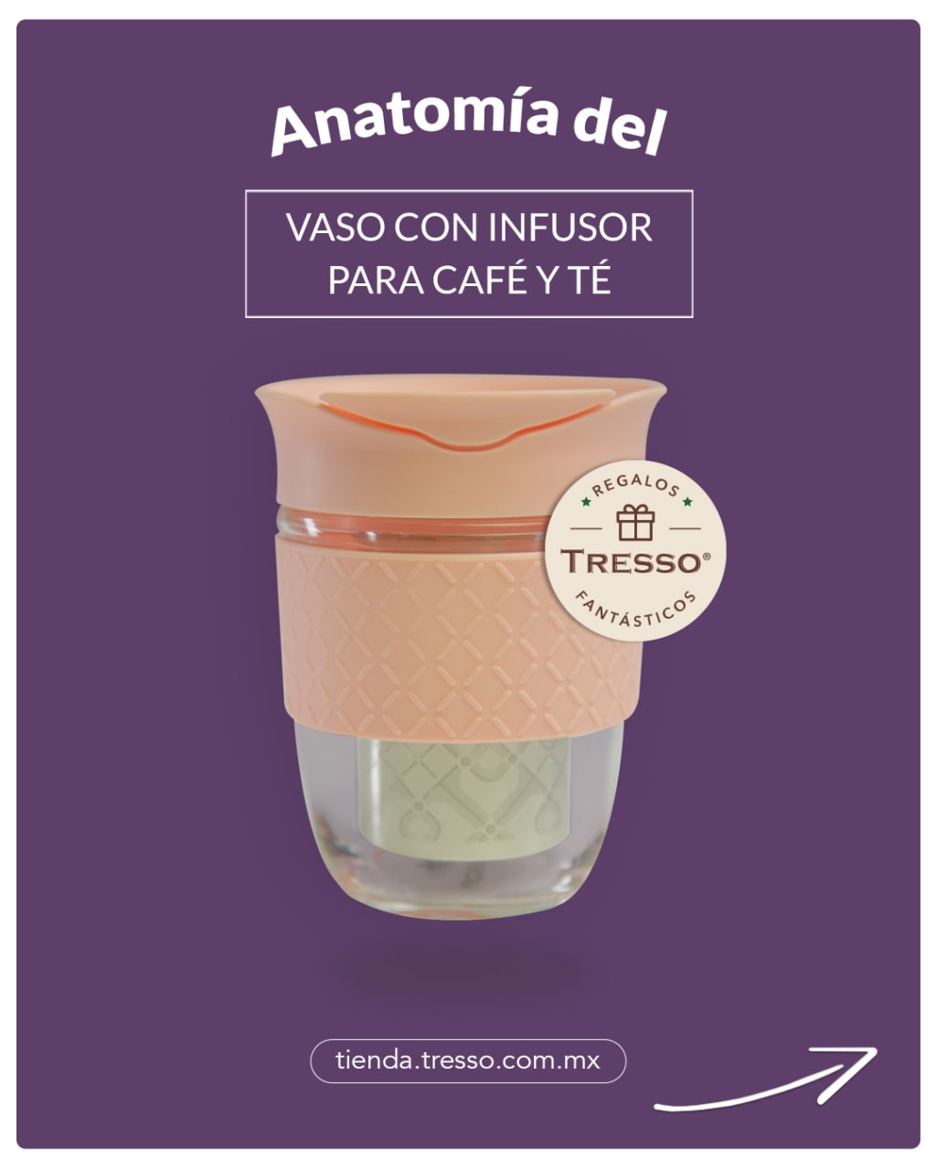 Vaso de viaje con infusor para preparar café y té