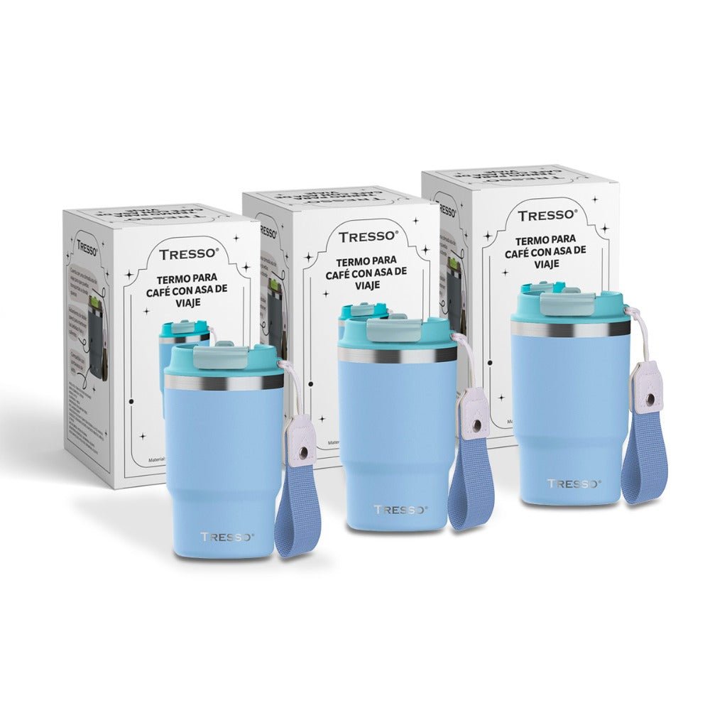 3 pack termo de acero inoxidable con asa de viaje - TRESSO®