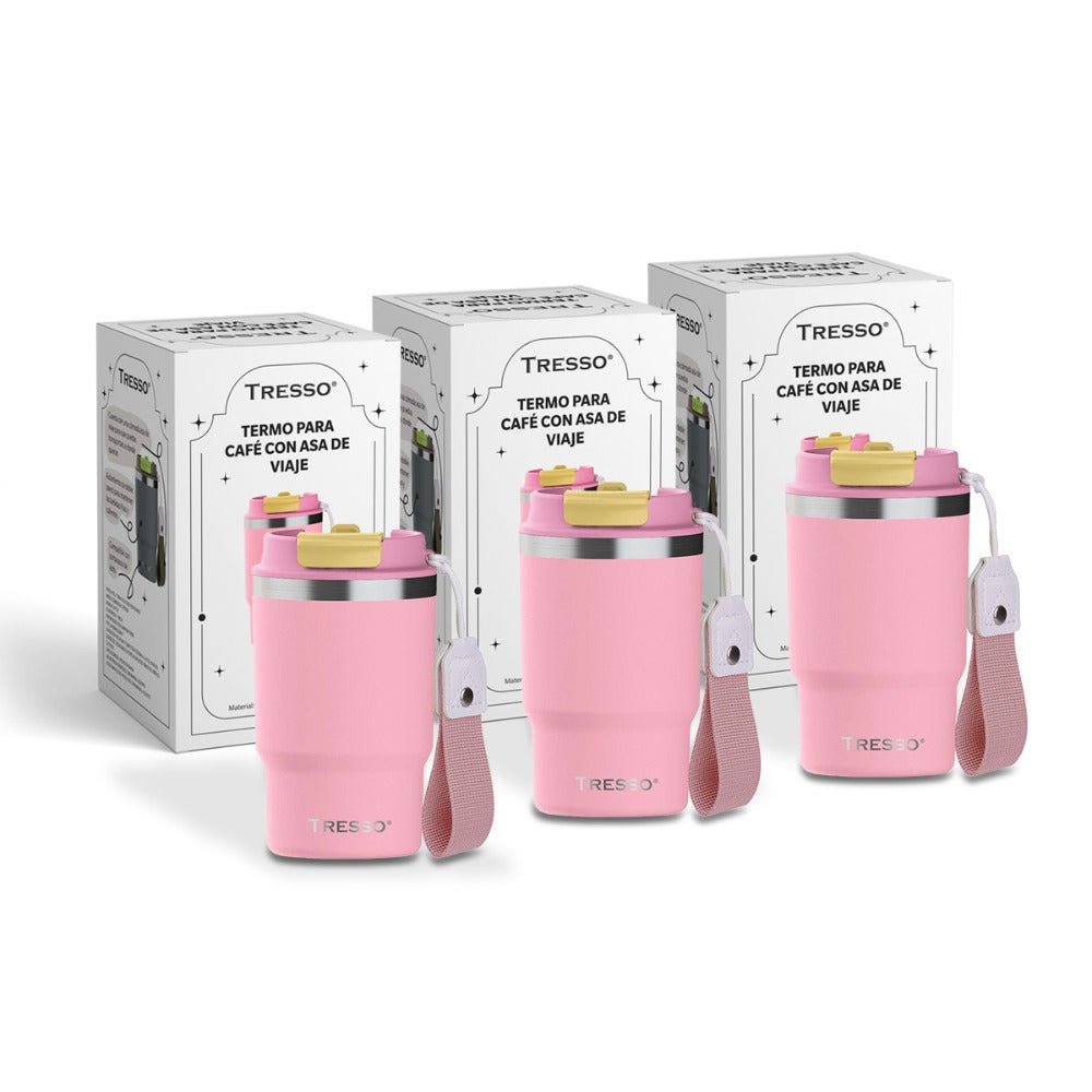 3 pack termo de acero inoxidable con asa de viaje - TRESSO®