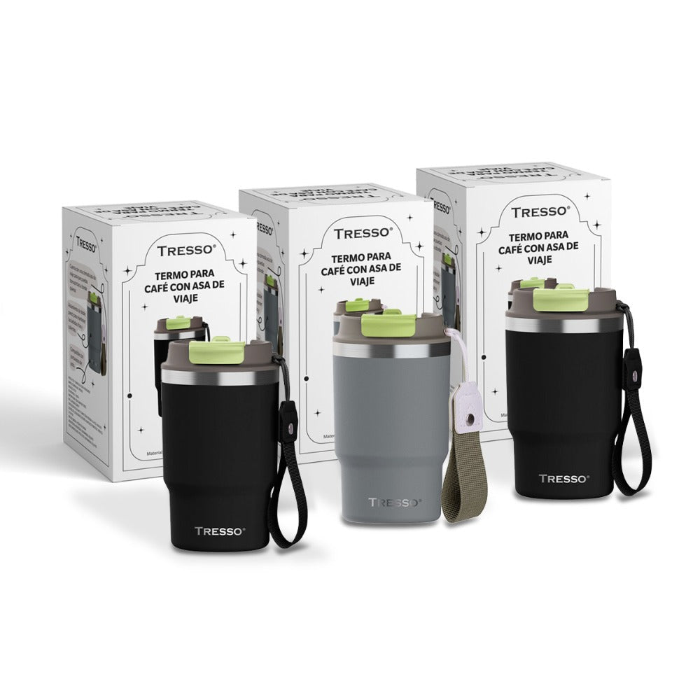 3 pack termo de acero inoxidable con asa de viaje - TRESSO®