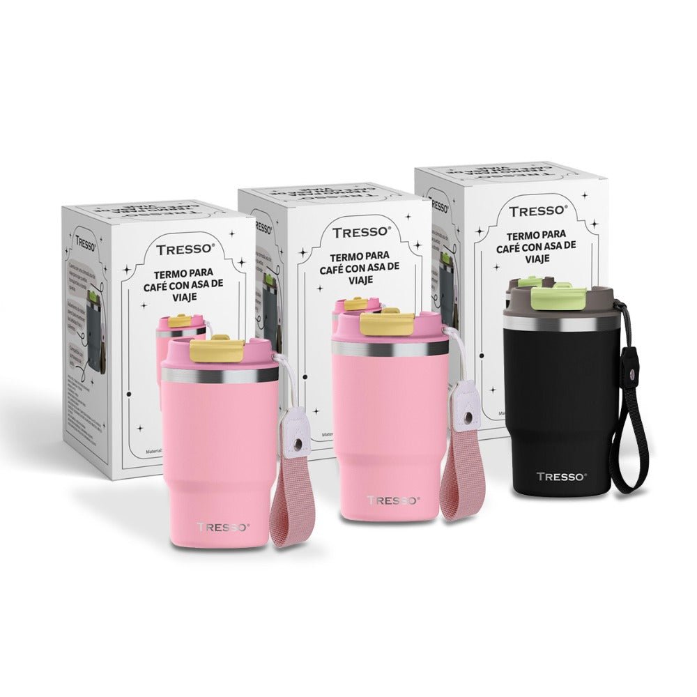 3 pack termo de acero inoxidable con asa de viaje - TRESSO®