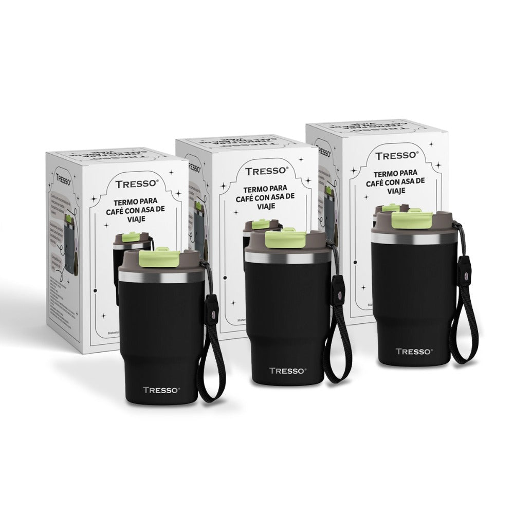 3 pack termo de acero inoxidable con asa de viaje - TRESSO®