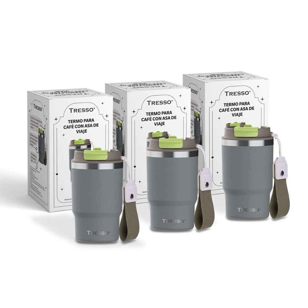 3 pack termo de acero inoxidable con asa de viaje - TRESSO®