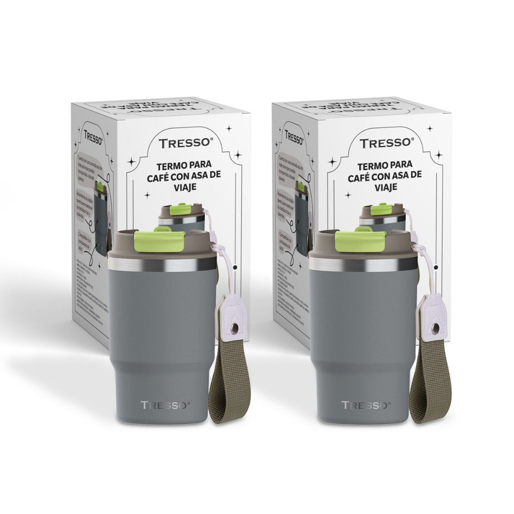 2 pack termo de acero inoxidable con asa de viaje