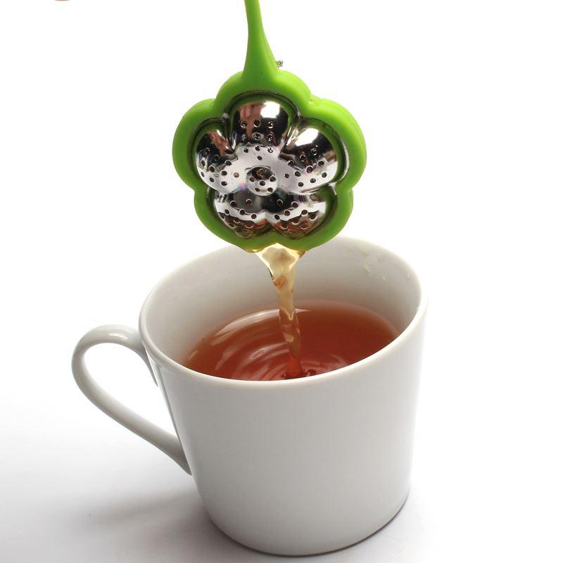 Infusor en forma de flor de acero inoxidable y silicona para té