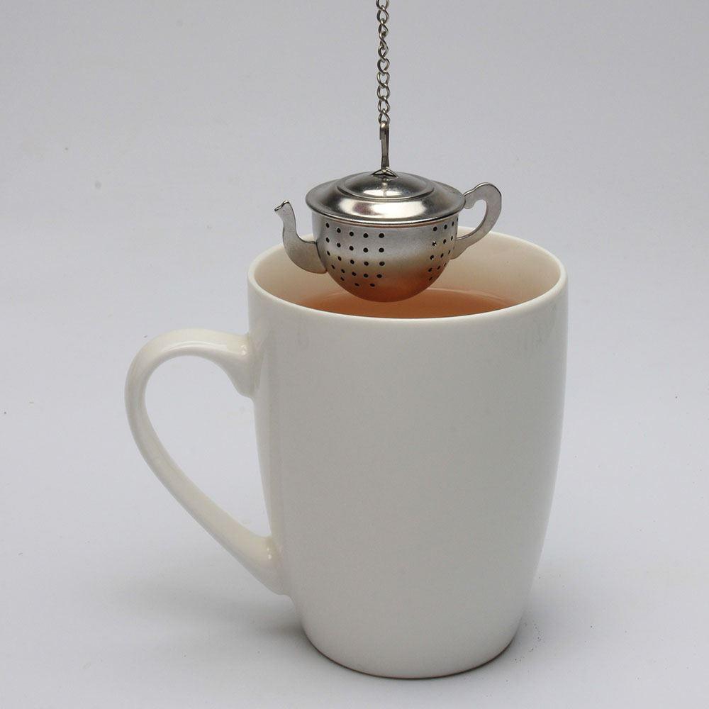 Infusor en forma de tetera de acero inoxidable para té