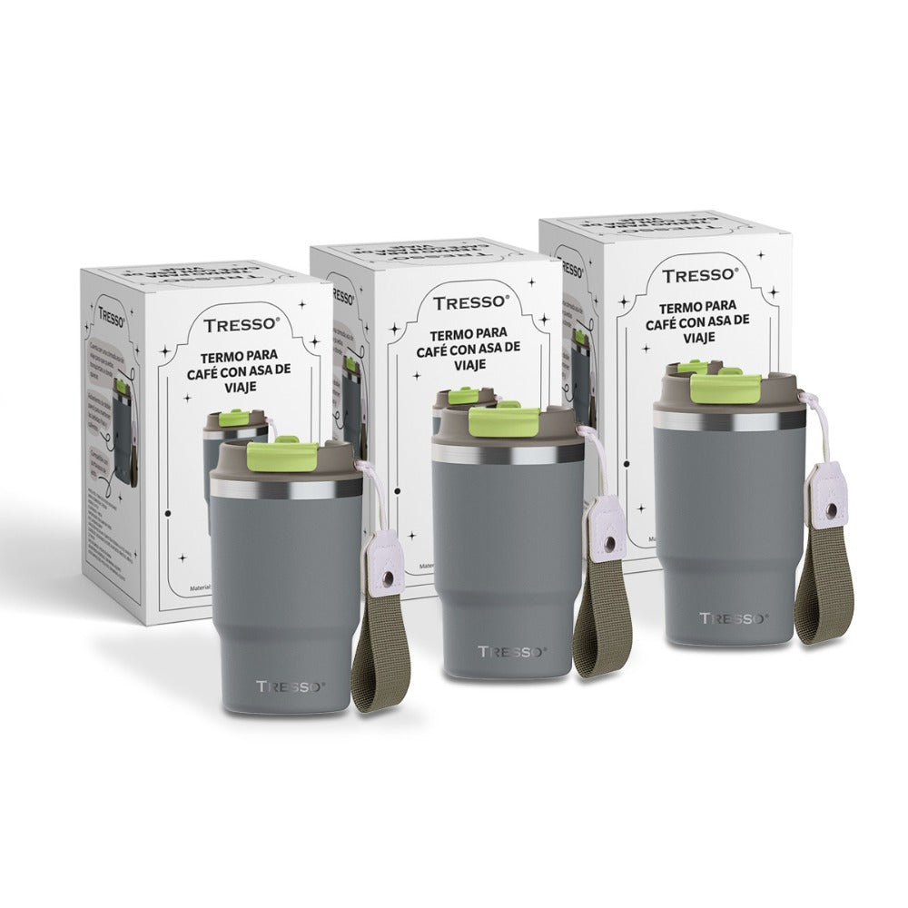 3 pack termo de acero inoxidable con asa de viaje