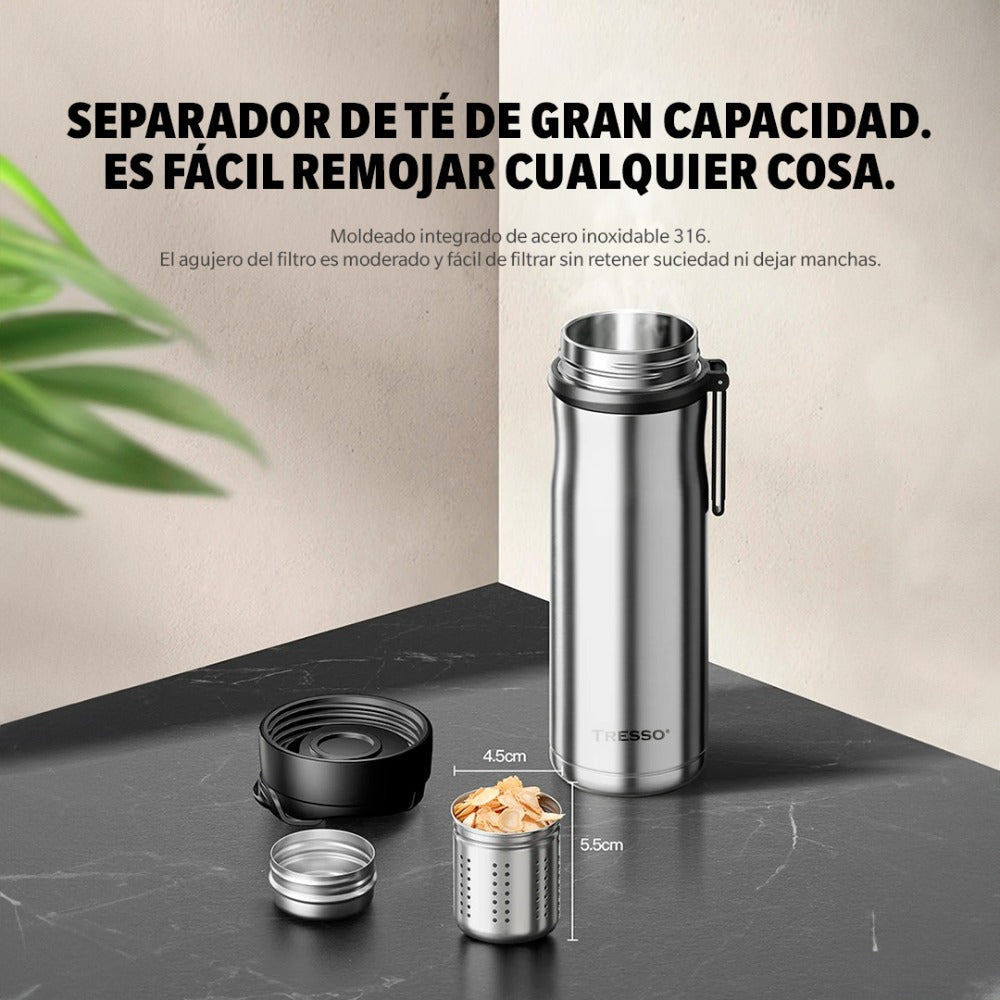 Botella de acero inoxidable 600ml con filtro magnético para té - TRESSO® 