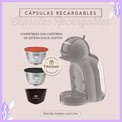 Cápsula recargable para café de acero inoxidable compatible con Dolce Gusto