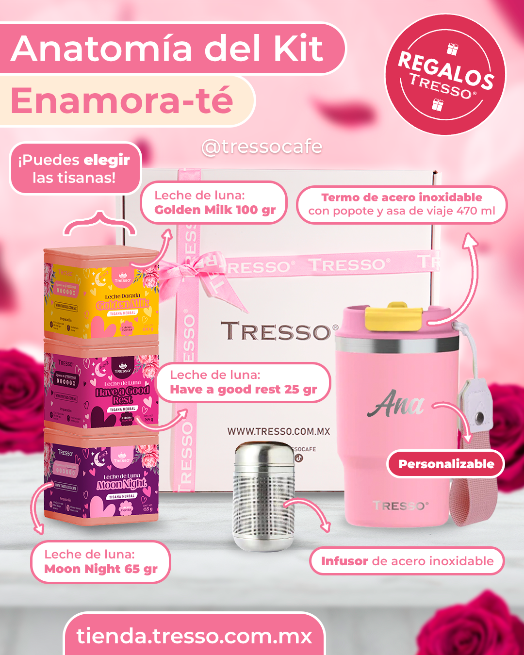 Kit enamora-té - Termo + 3 Tisanas + Infusor