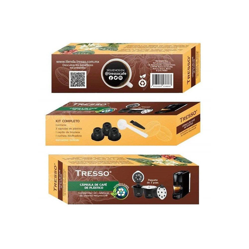 Kit de 3 Cápsulas de Café de Plástico Reutilizables Compatibles Con Cafeteras de Sistema NESPRESSO® - TRESSO® 