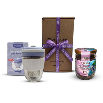 Kit de Té con vaso lavanda antiderrames - TRESSO® 