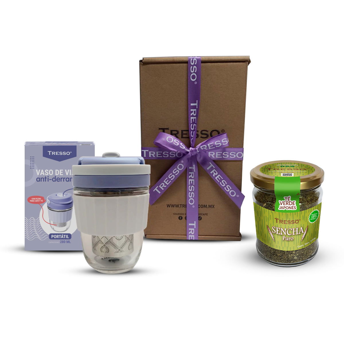 Kit de Té con vaso lavanda antiderrames - TRESSO® 