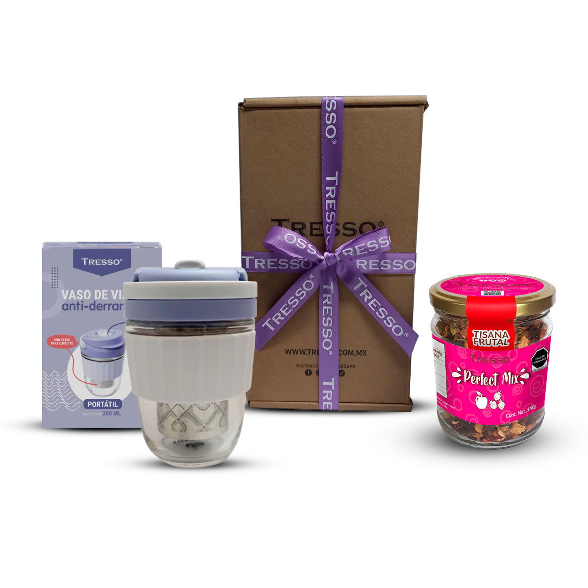 Kit de Té con vaso lavanda antiderrames - TRESSO® 
