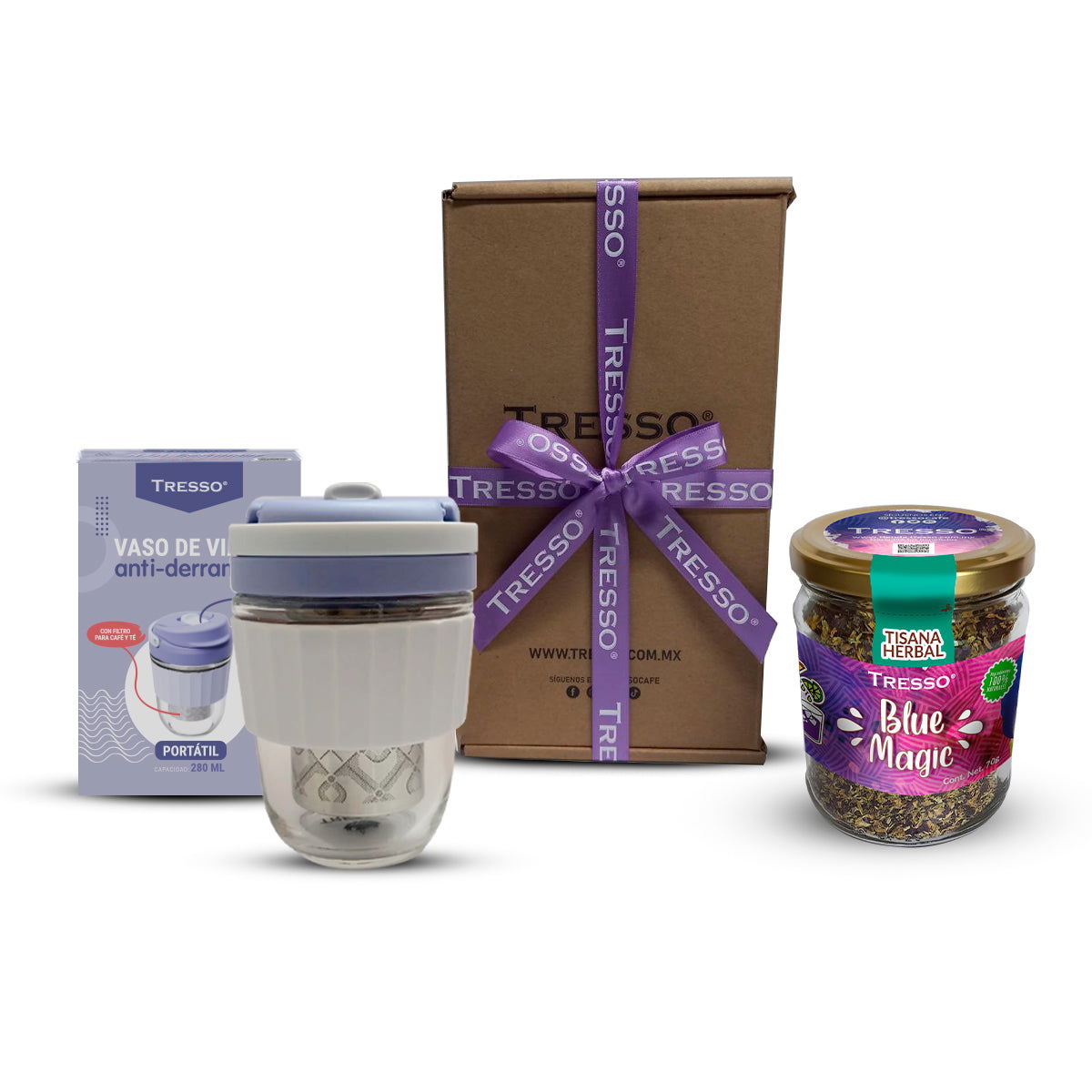 Kit de Té con vaso lavanda antiderrames - TRESSO® 