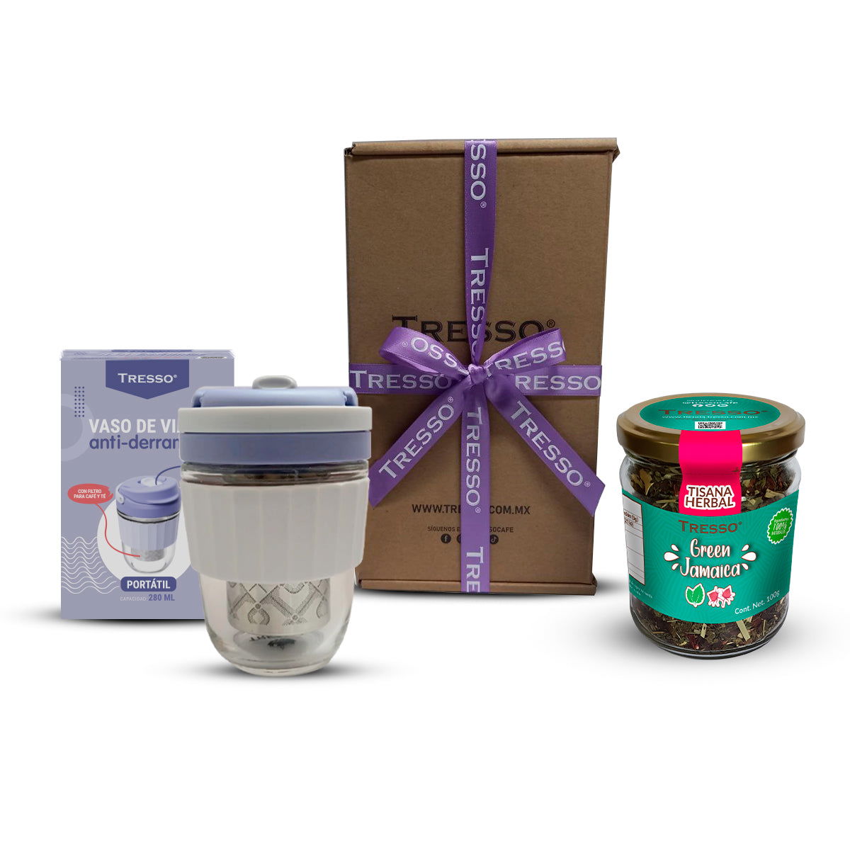 Kit de Té con vaso lavanda antiderrames - TRESSO® 