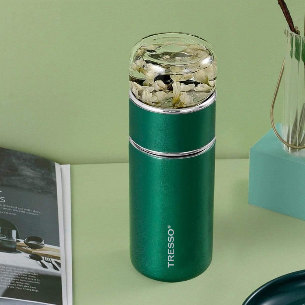Stainless steel bottle with glass lid