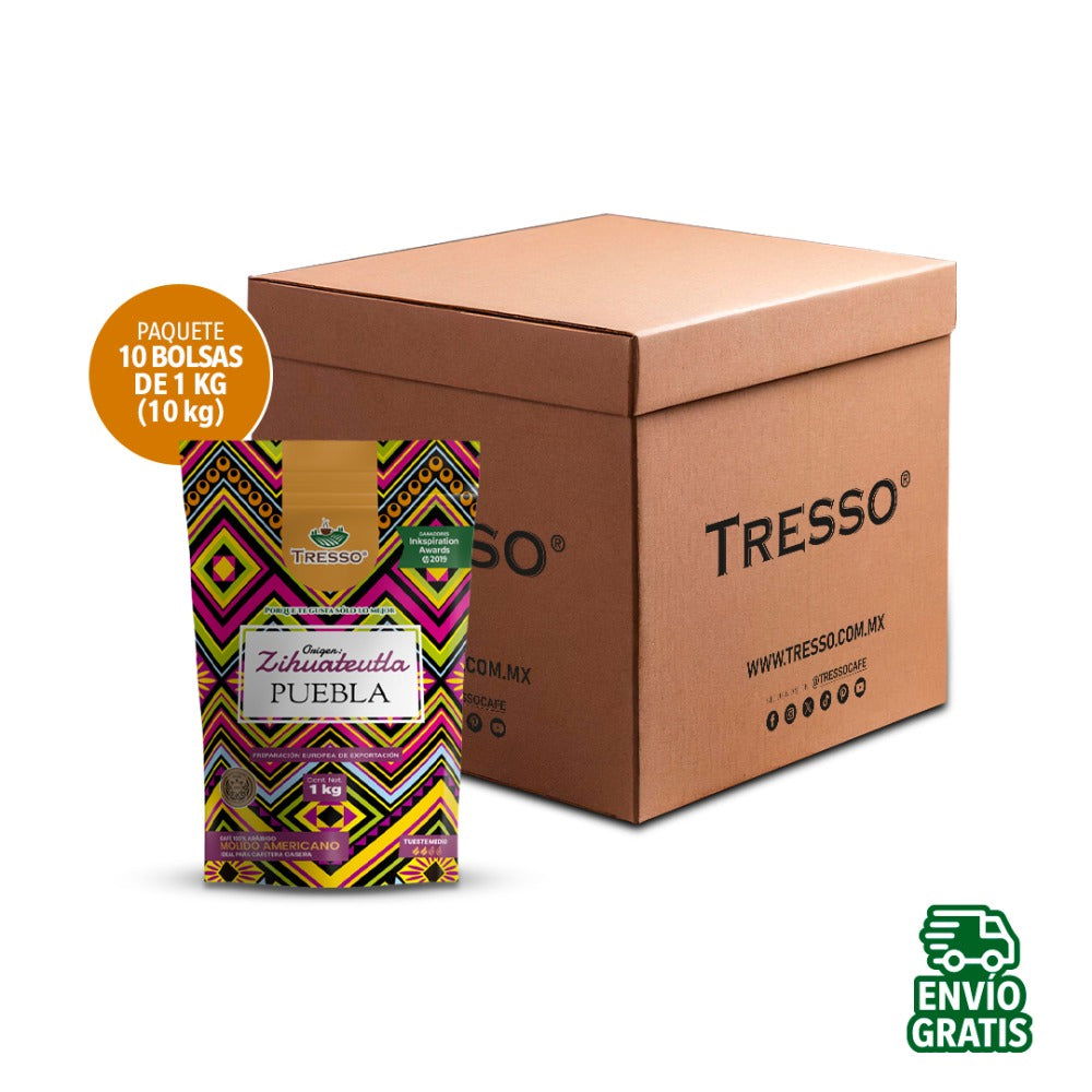 Paquete 10 Bolsas de 1 kg  Café de la Sierra Norte de Puebla - TRESSO® 