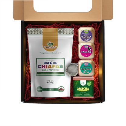 Regalo de café y tisanas + granos con chocolate