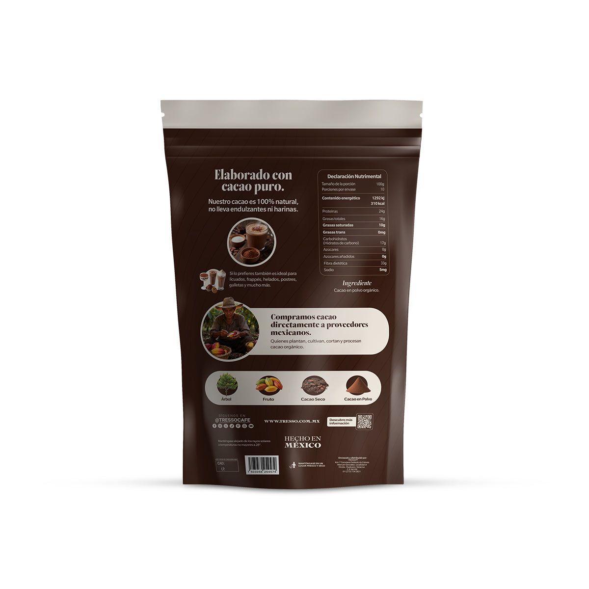 Cacao en polvo natural 400g