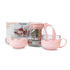 Set de Tetera de Vidrio con Dos Tazas Color Rosa - TRESSO® 