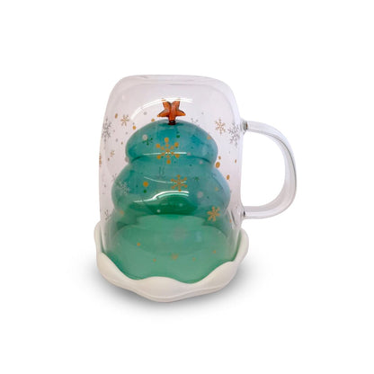 Taza de Vidrio de Doble Pared Navideña 250 ml - TRESSO® 
