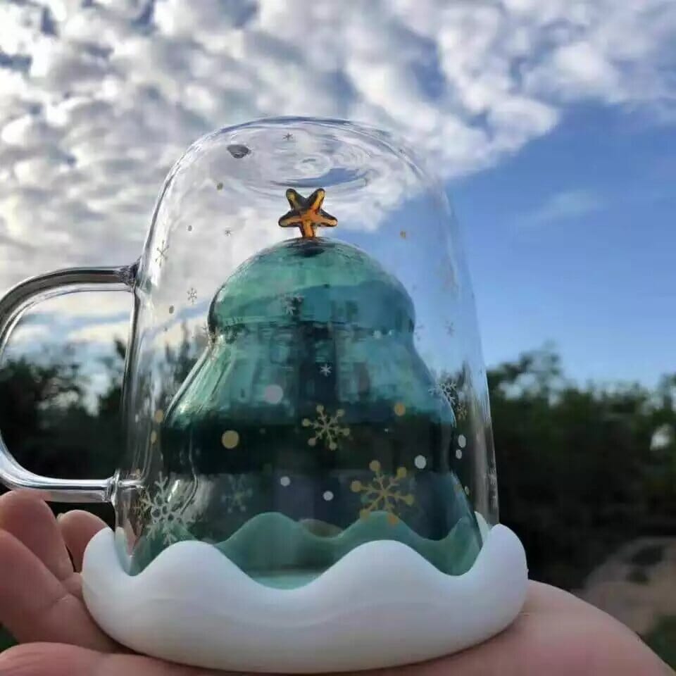 Taza de Vidrio de Doble Pared Navideña 250 ml - TRESSO® 