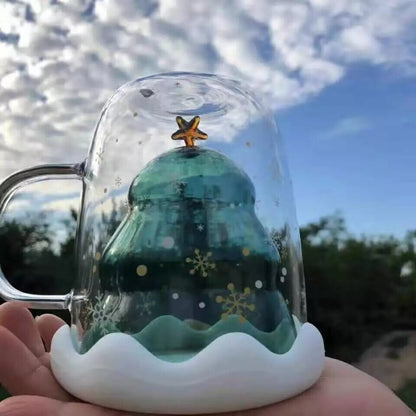 Taza de Vidrio de Doble Pared Navideña 250 ml - TRESSO® 