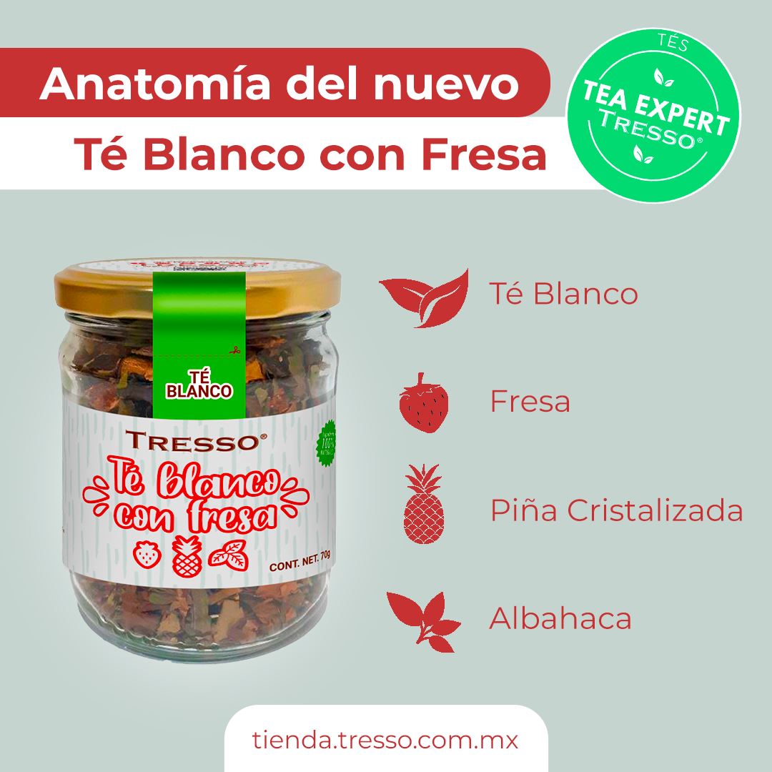 Té Blanco con Fresa 10g-70g - TRESSO® 