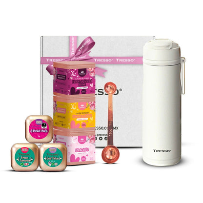 Tea kit con botella de acero inoxidable con filtro magnético y Leches de luna - TRESSO® 