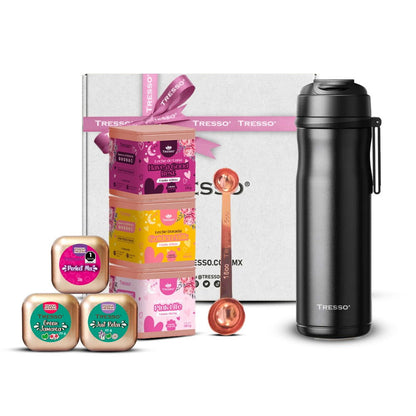 Tea kit con botella de acero inoxidable con filtro magnético y Leches de luna - TRESSO® 