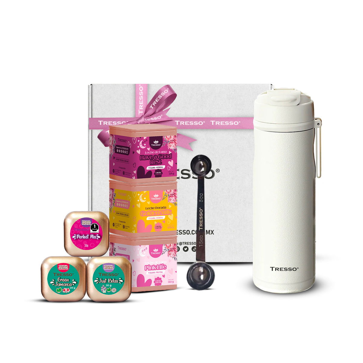 Tea kit con botella de acero inoxidable con filtro magnético y Leches de luna - TRESSO® 