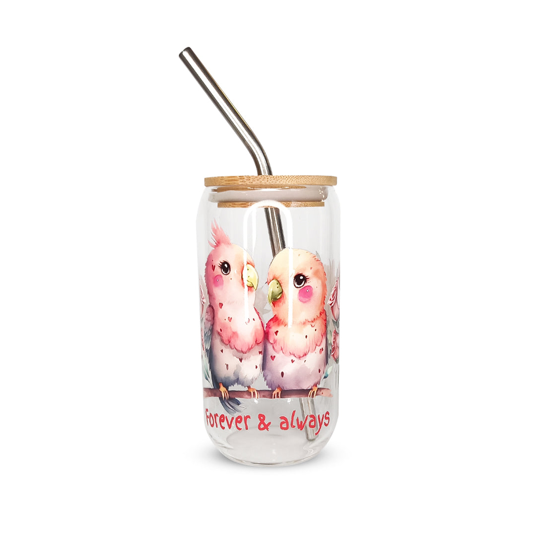 Pack 4 vasos de cristal sublimados diferentes diseños 320ml con popote