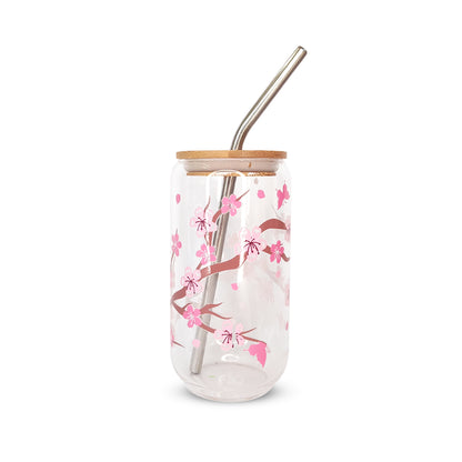 Pack 4 vasos de cristal sublimados diferentes diseños 320ml con popote