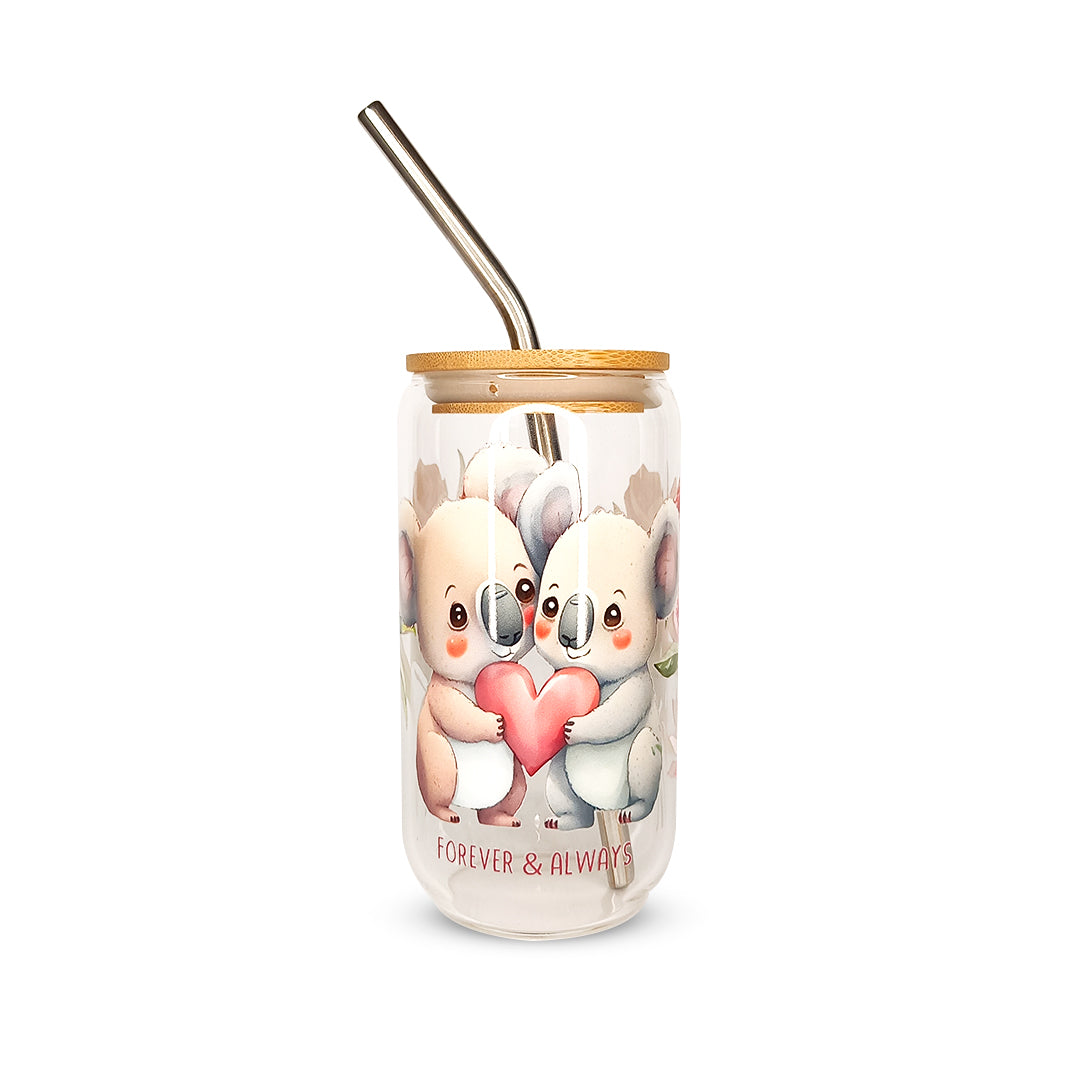 Pack 4 vasos de cristal sublimados diferentes diseños 320ml con popote