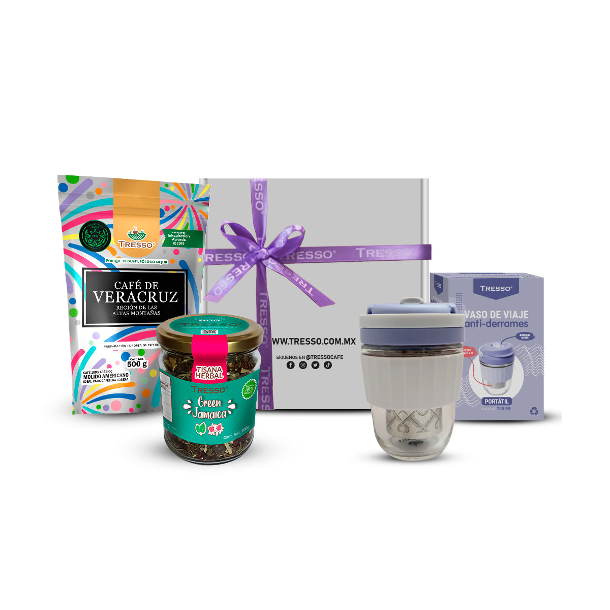 Kit Café y Té con vaso lavanda antiderrames