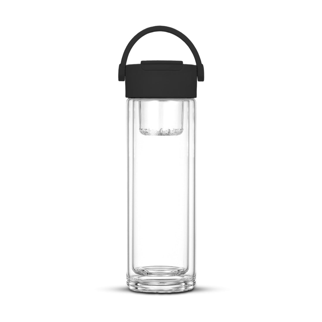 Botella de vidrio doble pared con infusor magnético y asa de viaje 400ml