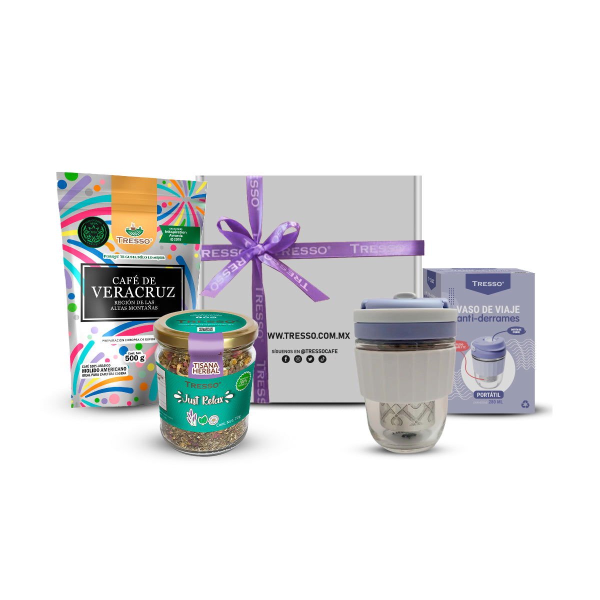 Kit Café y Té con vaso lavanda antiderrames - TRESSO®